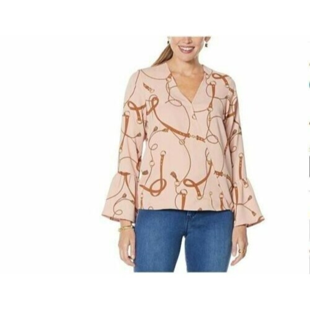 IMAN GLOBAL CHIC ROSE WRAP SHIRT SIZE S NWT